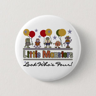Monster 4th Birthday Tshirts and Gifts 6 Cm Round Badge
