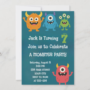 Monster Alien Kids Birthday Invitation