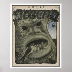 Monster and Baby Birds - Art Nouveau - Jugend Poster