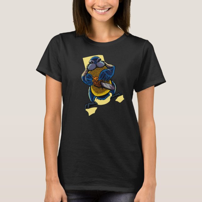 Monster Animals  Chainsaw Blue Tit T-Shirt (Front)