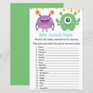 Monster Baby Animals Name Game