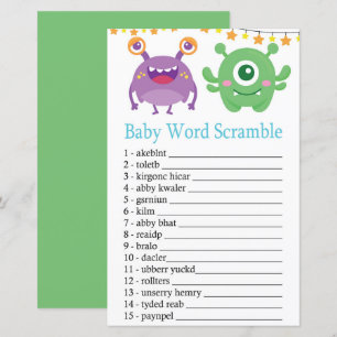 Monster Baby Word Scramble Game
