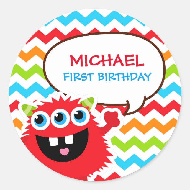 Monster Bash Birthday Party Classic Round Sticker (Front)