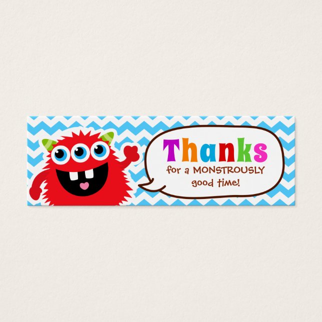 Monster Bash Favour Tag Birthday Party (Front)