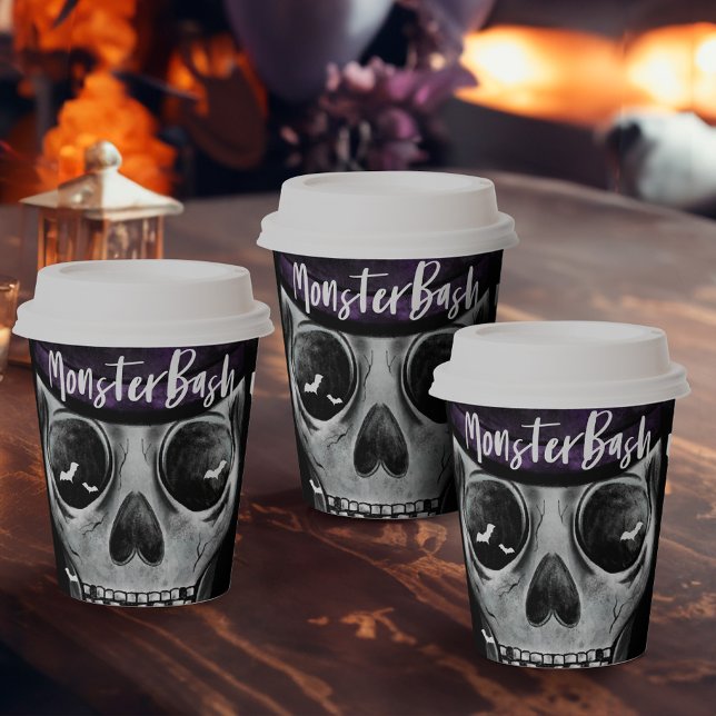 Monster Bash Fun Spooky Skeleton Halloween Party Paper Cups (Monster Bash Fun Spooky Skeleton Halloween Party Paper Cups)