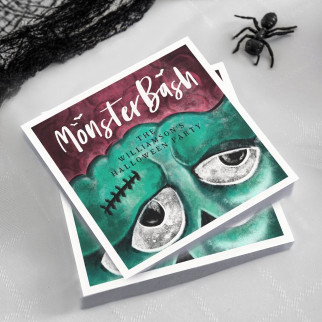 Monster Bash Fun Spooky Zombie Halloween Party Napkin (Monster Bash Fun Spooky Zombie Halloween Party Napkin)