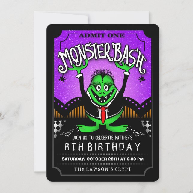 Monster Bash Halloween Birthday Party Invitation (Front)