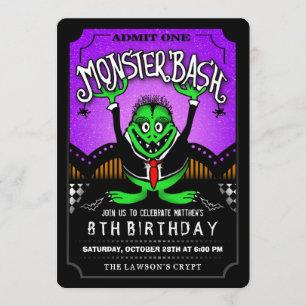 Monster Bash Halloween Birthday Party Invitation