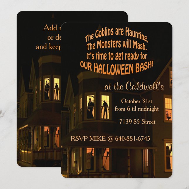 Monster Bash Halloween Party Invitation (Front/Back)