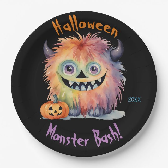 Monster Bash Halloween Party Paper Plate (Front)
