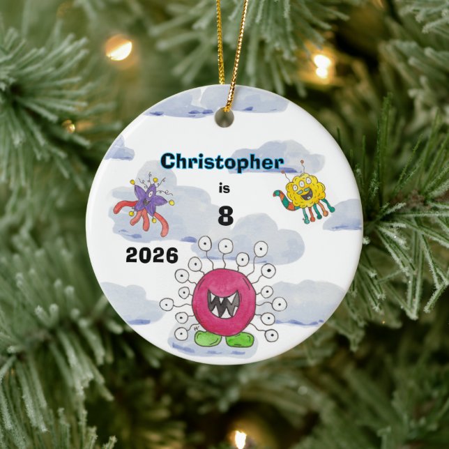 Monster Bash in Clouds Birthday Keepsake Ornament (Tree)