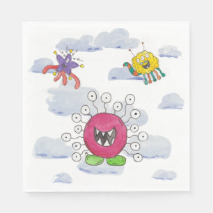 Monster Bash in Clouds Birthday Party Paper Napkin