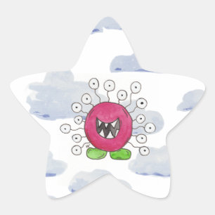 Monster Bash in the Clouds Birthday Favour Sticker