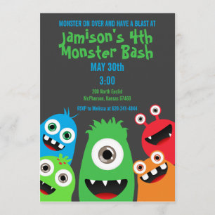 Monster Bash Kids Birthday Party Invitations
