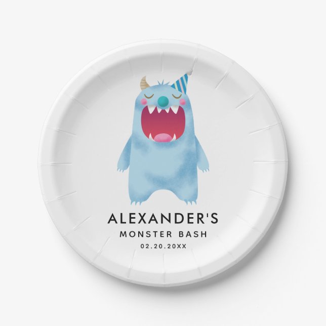 Monster Bash Kids Birthday Party Paper Plate (Front)