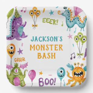 Monster Bash Little Monster Birthday Party Paper Plate
