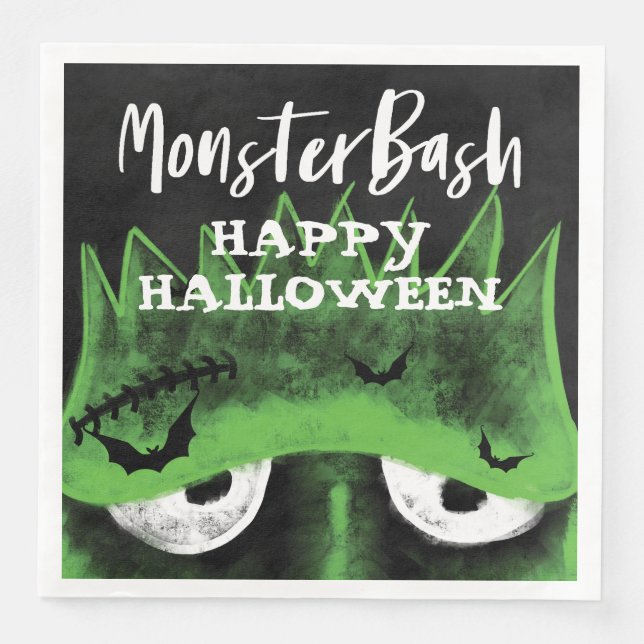 Monster Bash | Spooky Frankenstein Halloween Party Napkin (Front)