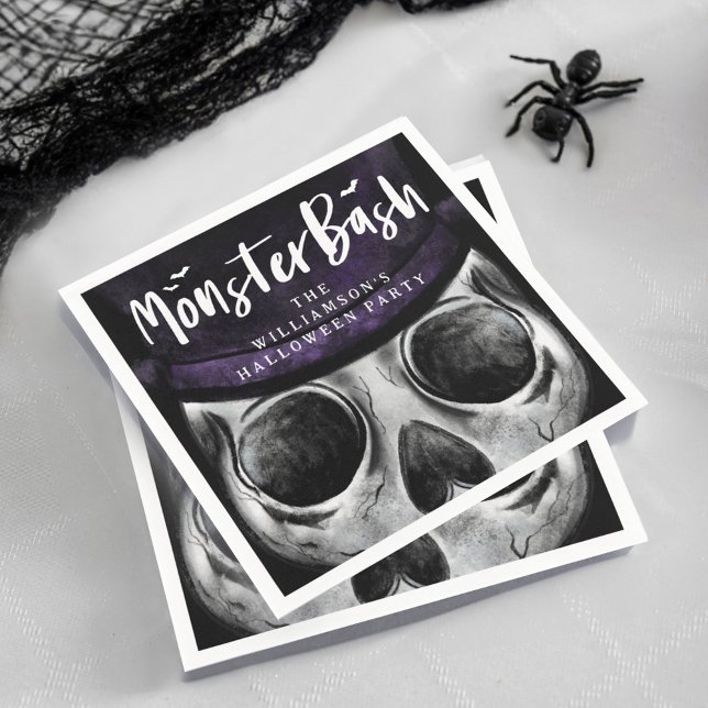 Monster Bash Spooky Skeleton Halloween Party Napkin (Monster Bash Spooky Skeleton Halloween Party Napkin)