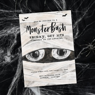 Monster Bash Spooky Wrapped Mummy Halloween Party Invitation