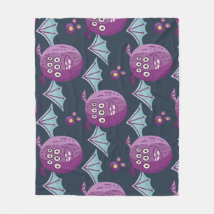 Monster Bats: Cute Cartoon Vintage Fleece Blanket