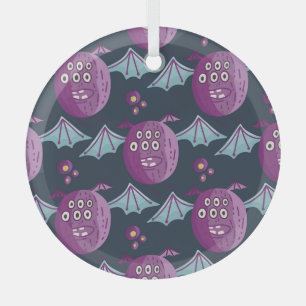 Monster Bats: Cute Cartoon Vintage Glass Tree Decoration