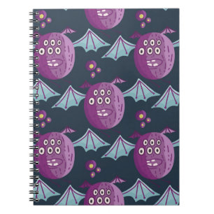 Monster Bats: Cute Cartoon Vintage Notebook