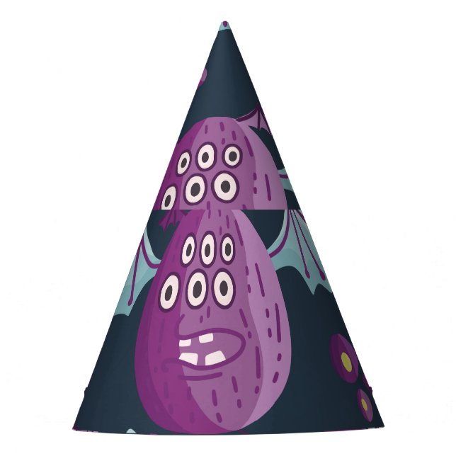 Monster Bats: Cute Cartoon Vintage Party Hat (Front)