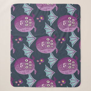 Monster Bats: Cute Cartoon Vintage Sherpa Blanket