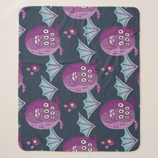 Monster Bats: Cute Cartoon Vintage Sherpa Blanket