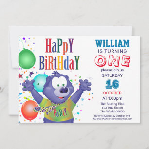 Monster Bear Kids Birthday Party Invitation