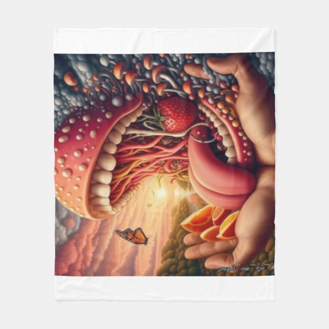 Monster Big mouth  Fleece Blanket (Front)
