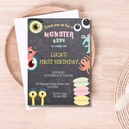 Monster Birthday Chalkboard Invitation