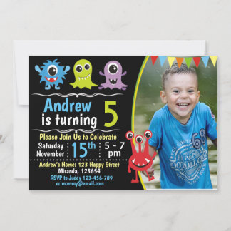 Monster birthday invitation,Cute moster invite
