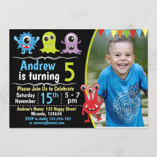 Monster birthday invitation,Cute moster invite