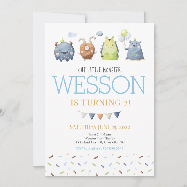Monster Birthday Invitation, Our little Monster Invitation (Front)