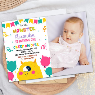 Monster Birthday Invitations Ballons Flags photo
