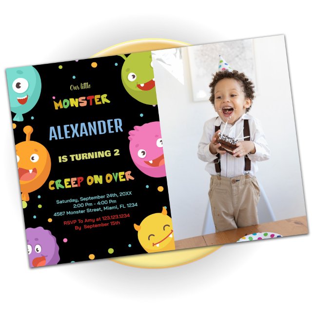 Monster Birthday Invitations Balloons Blacks photo (Monster Birthday Invitations Balloons Blacks photo)