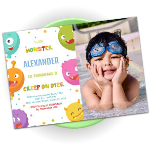 Monster Birthday Invitations Balloons with photo