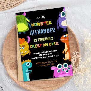 Monster Birthday Invitations Black