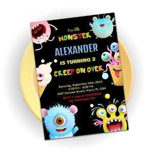 Monster Birthday Invitations Black