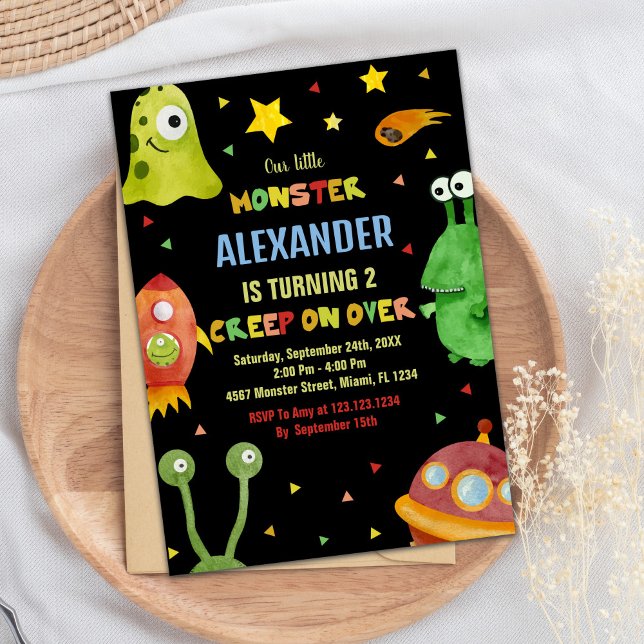 Monster Birthday Invitations Black (Monster Birthday Invitations Black)