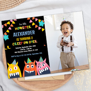 Monster Birthday Invitations Black photo