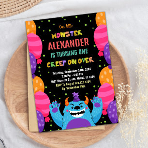 Monster Birthday Invitations Colour Ballons