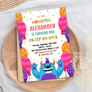 Monster Birthday Invitations Colour Ballons