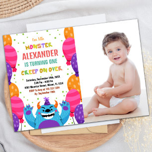 Monster Birthday Invitations Colour Ballons photo