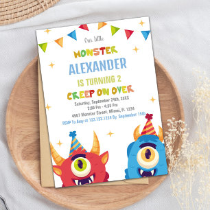 Monster Birthday Invitations Colour Flags