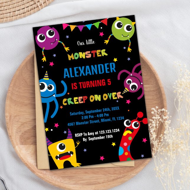 Monster Birthday Invitations Colours Black (Monster Birthday Invitations Colours Black)