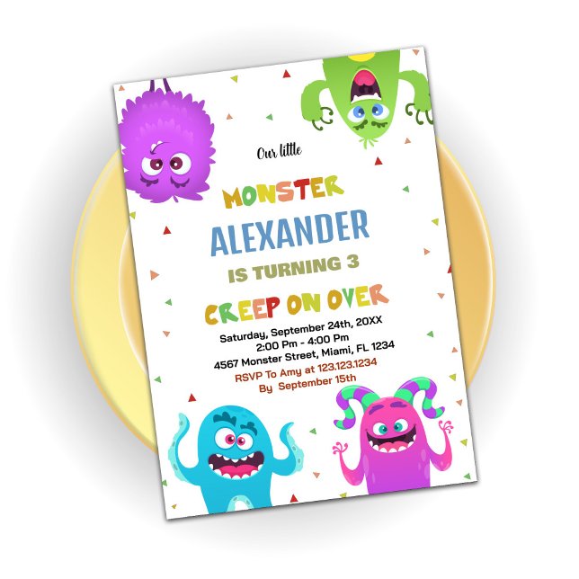 Monster Birthday Invitations Green (Monster Birthday Invitations Green)