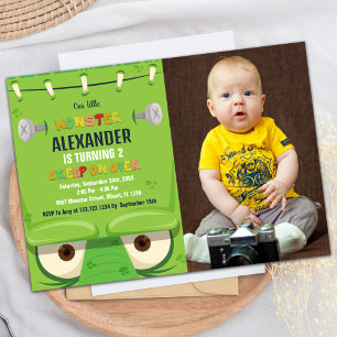 Monster Birthday Invitations, Green Monster photo Invitation