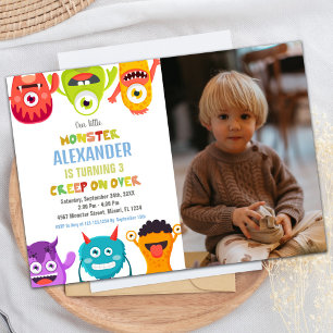Monster Birthday Invitations, Monsters one photo Invitation